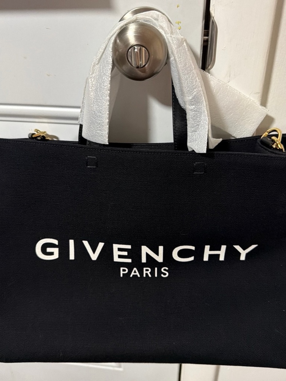 Givenchy Black Canvas Tote with White Logo